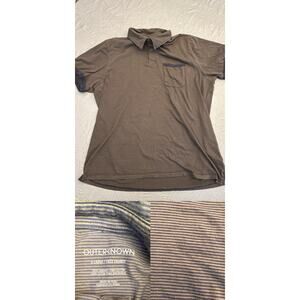 Outerknown Shirt Mens Large Blue Casual Preppy Polo Organic Cotton Short Sleeve